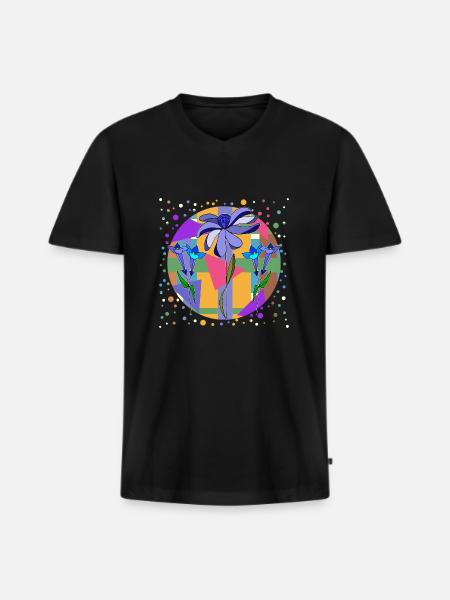 Blumen - Männer Premium Bio T-Shirt mit V-Ausschnitt - Schwarz