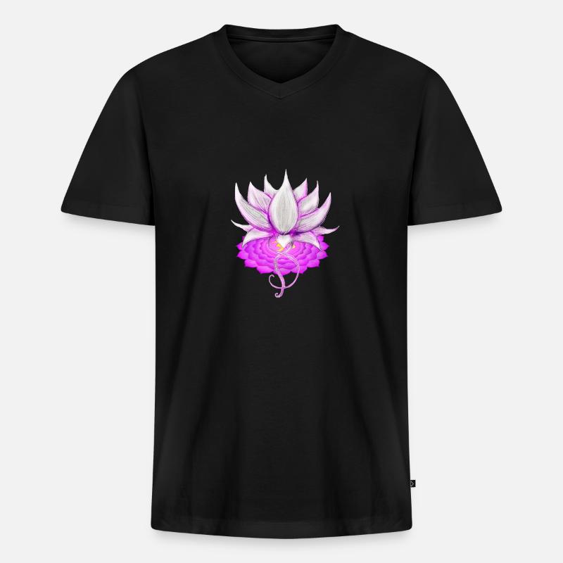 Lotus Kronenchakra - Männer Premium Bio T-Shirt mit V-Ausschnitt - Schwarz