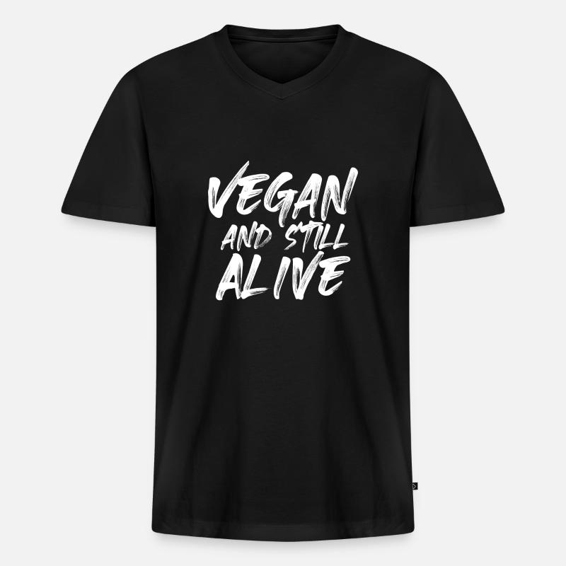 Vegan and still alive - Männer Premium Bio T-Shirt mit V-Ausschnitt - Schwarz