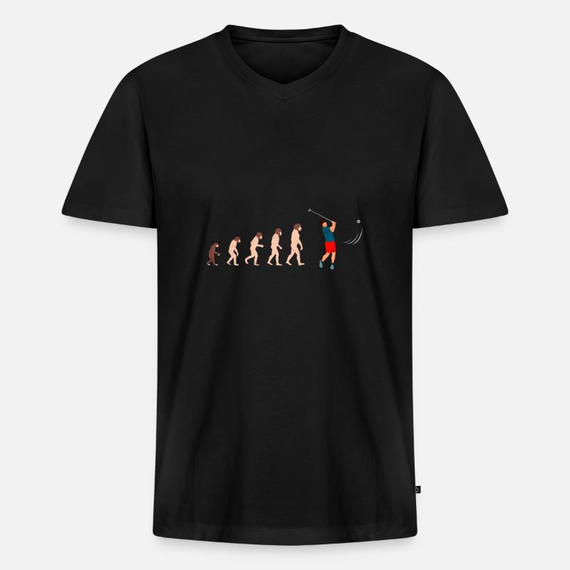 Evolution Golf Golfer Geschenkidee - Männer Premium Bio T-Shirt mit V-Ausschnitt - Schwarz