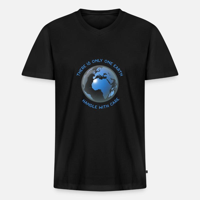 there is only one earth - Männer Premium Bio T-Shirt mit V-Ausschnitt - Schwarz