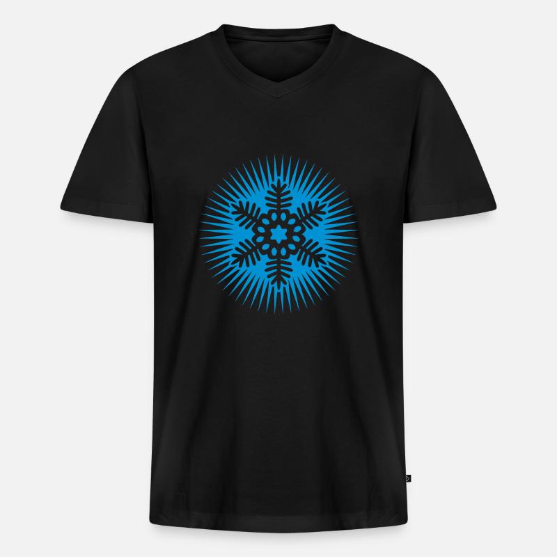 Blau Cool Schneestern - Männer Premium Bio T-Shirt mit V-Ausschnitt - Schwarz