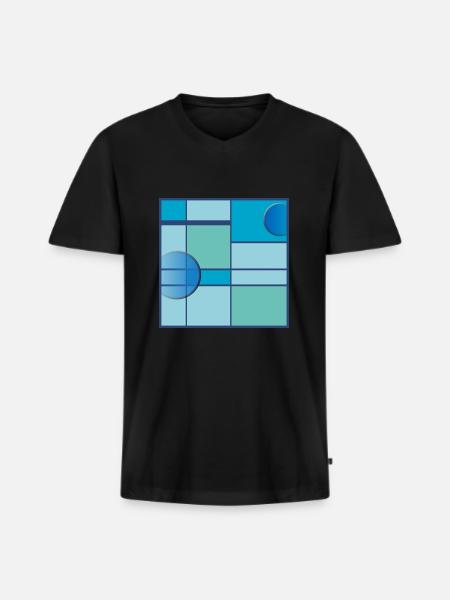 Mondrian in the sky - Men's Premium Organic T-shirt with V-neck - black
