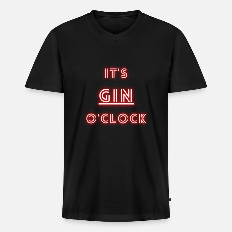 It's Gin o'clock | Gin - Männer Premium Bio T-Shirt mit V-Ausschnitt - Schwarz