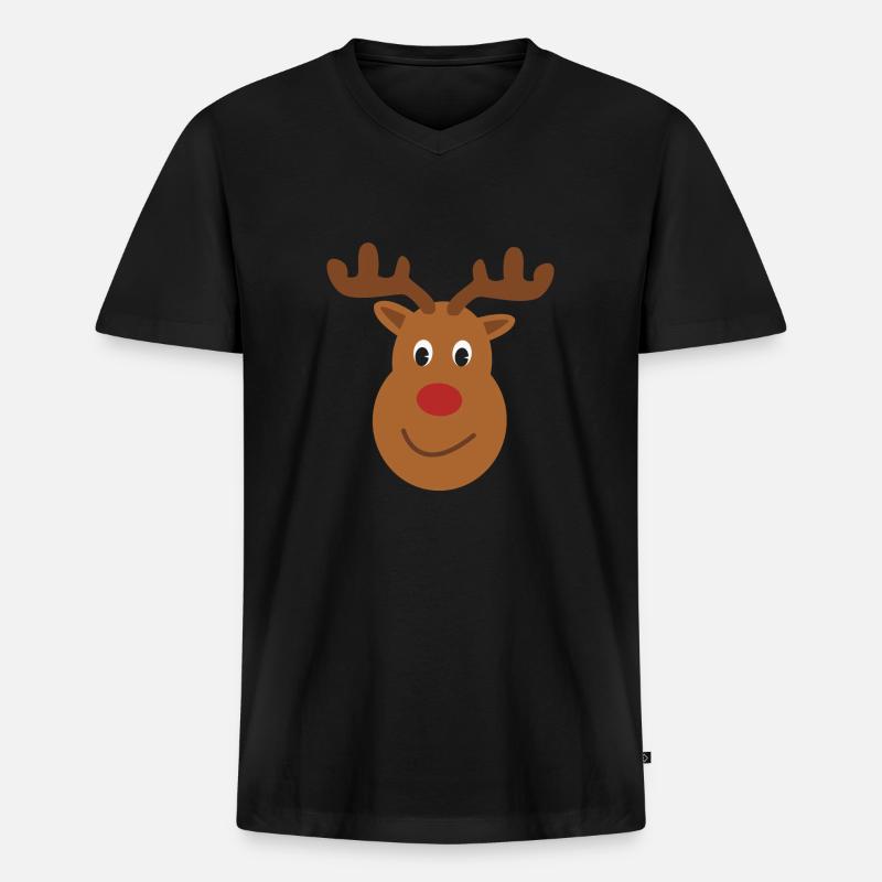 Rudolf - Männer Premium Bio T-Shirt mit V-Ausschnitt - Schwarz
