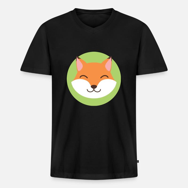 Fuchs - Männer Premium Bio T-Shirt mit V-Ausschnitt - Schwarz