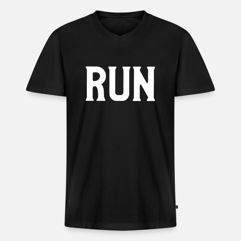 run - Männer Premium Bio T-Shirt mit V-Ausschnitt - Schwarz