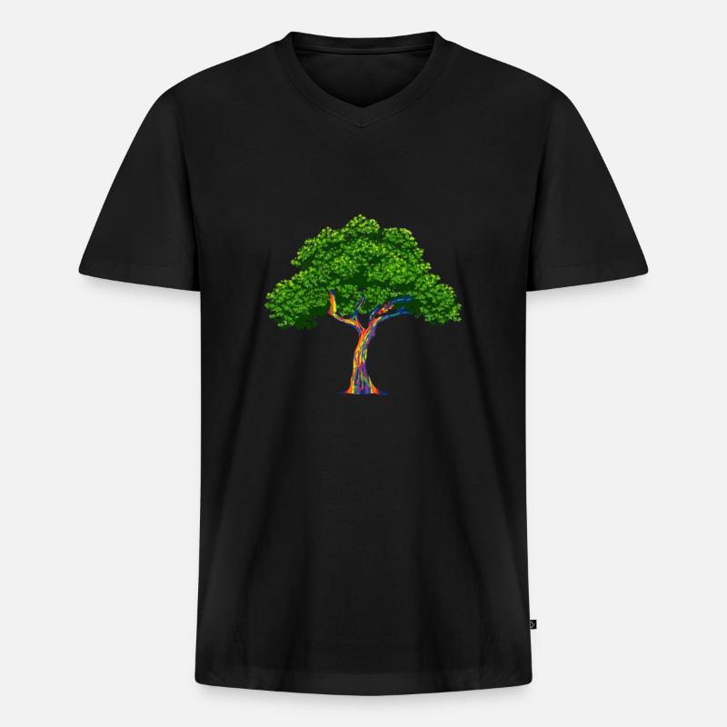 Rainbow Tree Regenbogen-Eukalyptusbaum Geschenk - Männer Premium Bio T-Shirt mit V-Ausschnitt - Schwarz