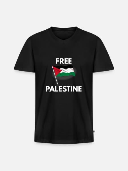Free Palestine - Men's Premium Organic T-shirt with V-neck - black