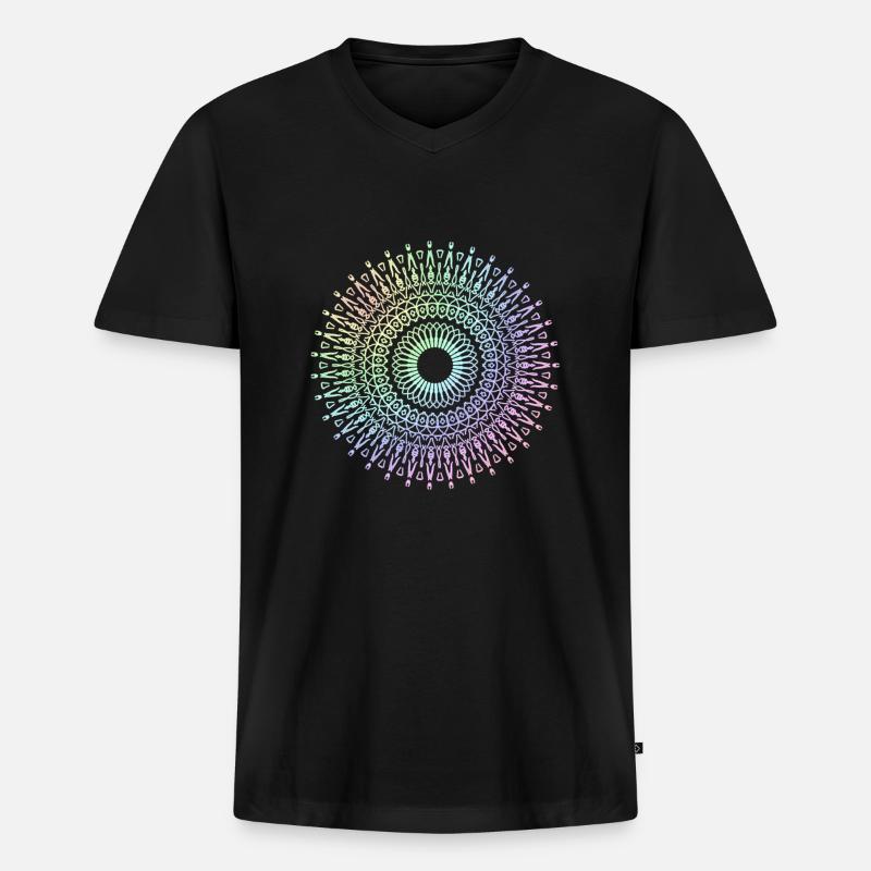 Mandala - Männer Premium Bio T-Shirt mit V-Ausschnitt - Schwarz