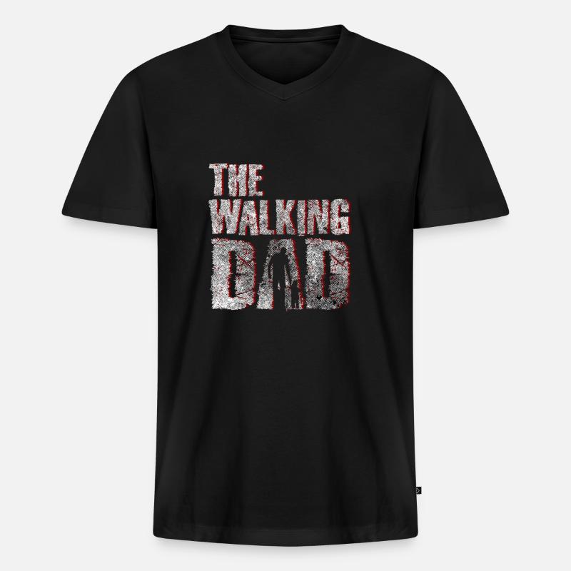 The walking Dad - Männer Premium Bio T-Shirt mit V-Ausschnitt - Schwarz