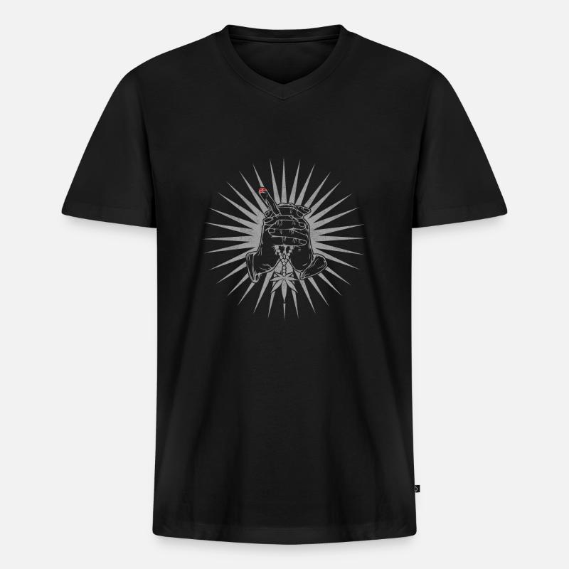 Kiffer Cannabis Zigarette - Männer Premium Bio T-Shirt mit V-Ausschnitt - Schwarz