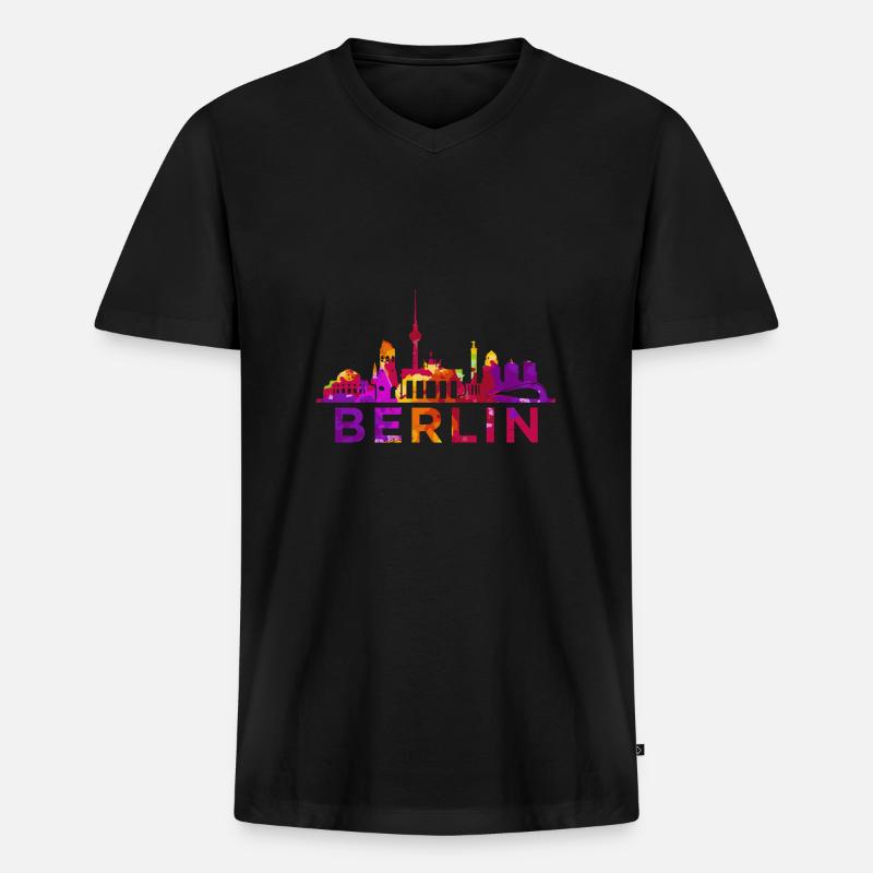 Berlin Skyline Impression Souvenir Idea regalo - Maglietta ecologica premium da uomo con scollo a V - nero