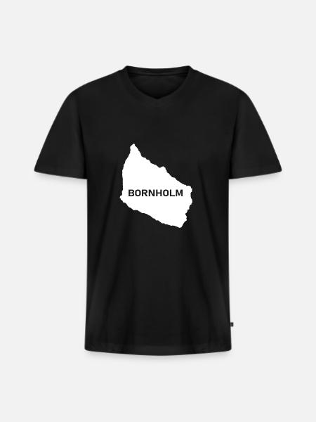 Bornholm i Bornholm - Premium økologisk T-shirt med V-hals til mænd - sort