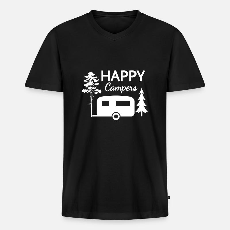 Camper - Männer Premium Bio T-Shirt mit V-Ausschnitt - Schwarz