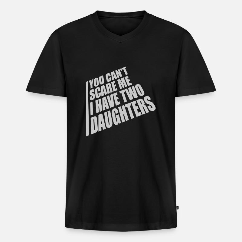 I have two daughters - Männer Premium Bio T-Shirt mit V-Ausschnitt - Schwarz