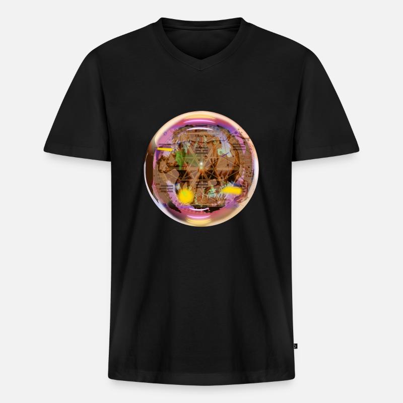 BubbleBär - Männer Premium Bio T-Shirt mit V-Ausschnitt - Schwarz