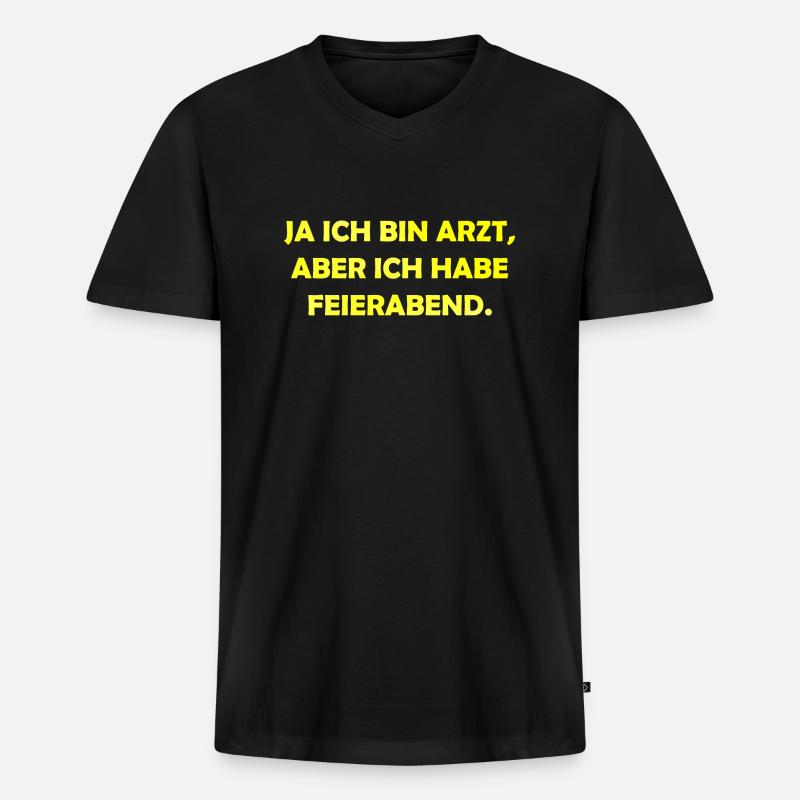 ich bin Arzt im Feierabend - Männer Premium Bio T-Shirt mit V-Ausschnitt - Schwarz
