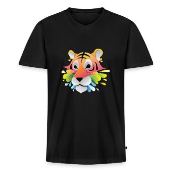 Dier - Mannen Premium Bio T-shirt met V-hals - zwart - Voor - Nico (187cm)