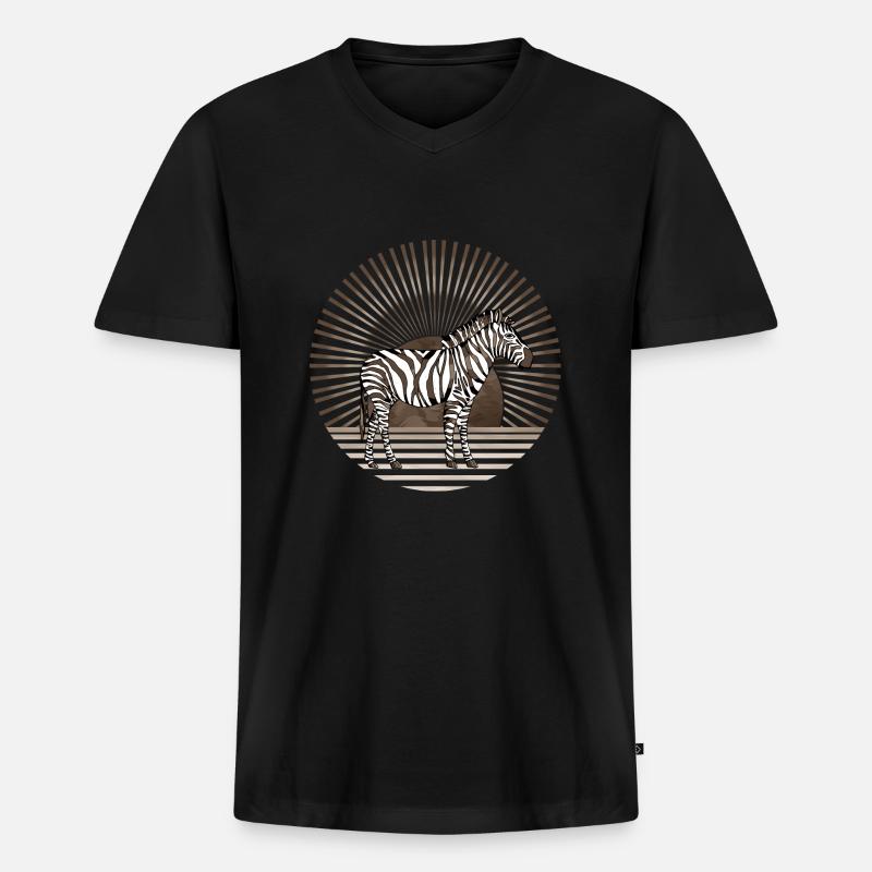 Zebra - Männer Premium Bio T-Shirt mit V-Ausschnitt - Schwarz