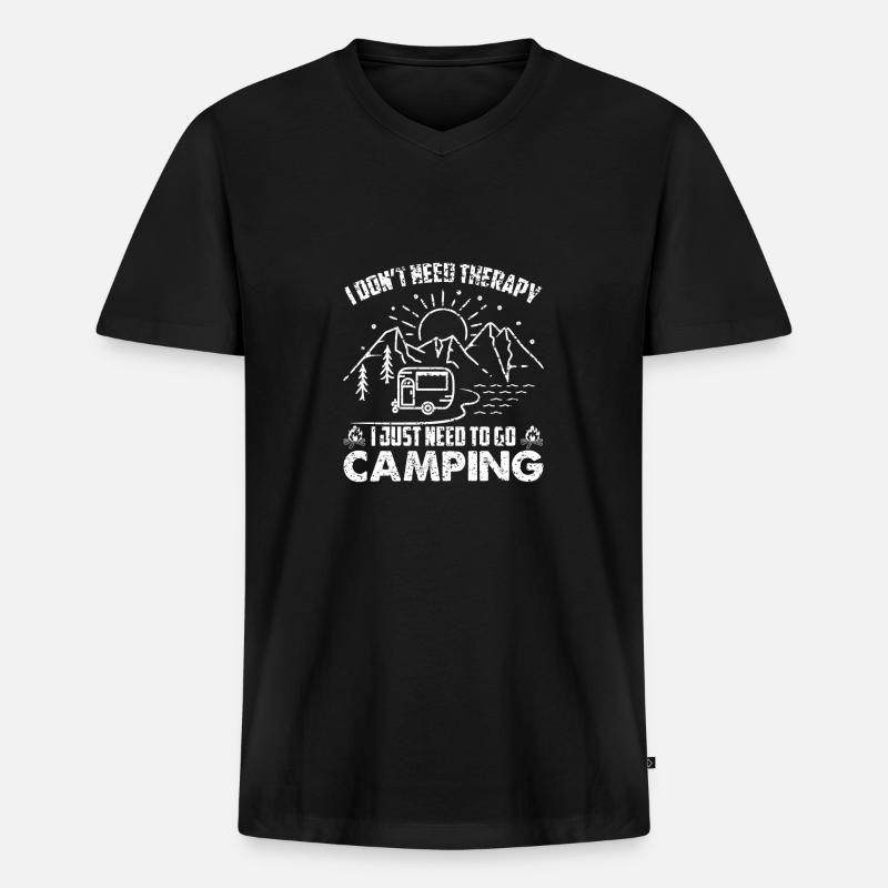 Liebe Camping - Männer Premium Bio T-Shirt mit V-Ausschnitt - Schwarz