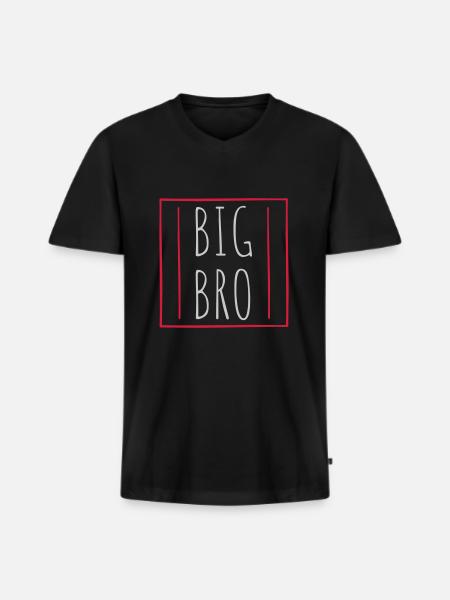 Border Big Bro Logo - Mannen Premium Bio T-shirt met V-hals - zwart