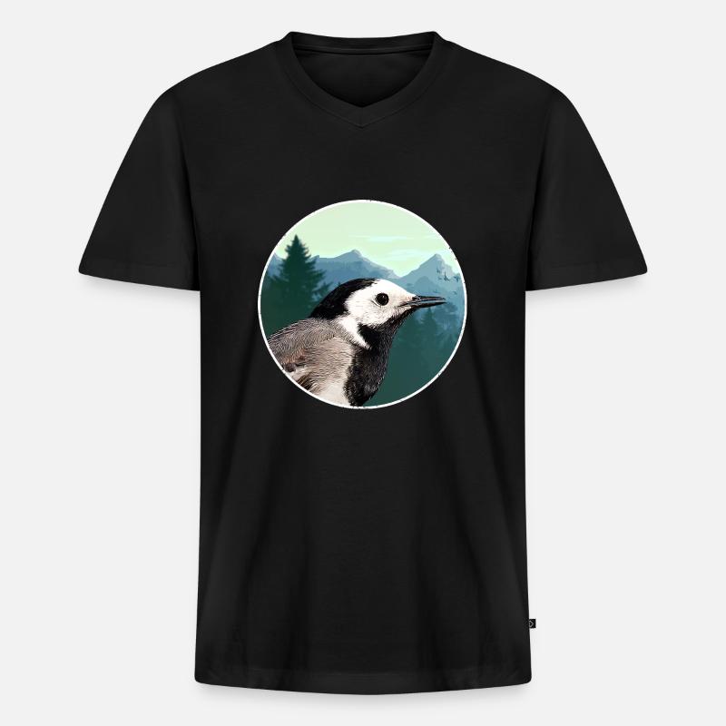Bachstelze Profil Wald Emblem - Männer Premium Bio T-Shirt mit V-Ausschnitt - Schwarz