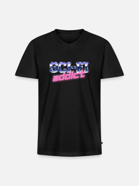 Sci-Fi Süchtig - Männer Premium Bio T-Shirt mit V-Ausschnitt - Schwarz