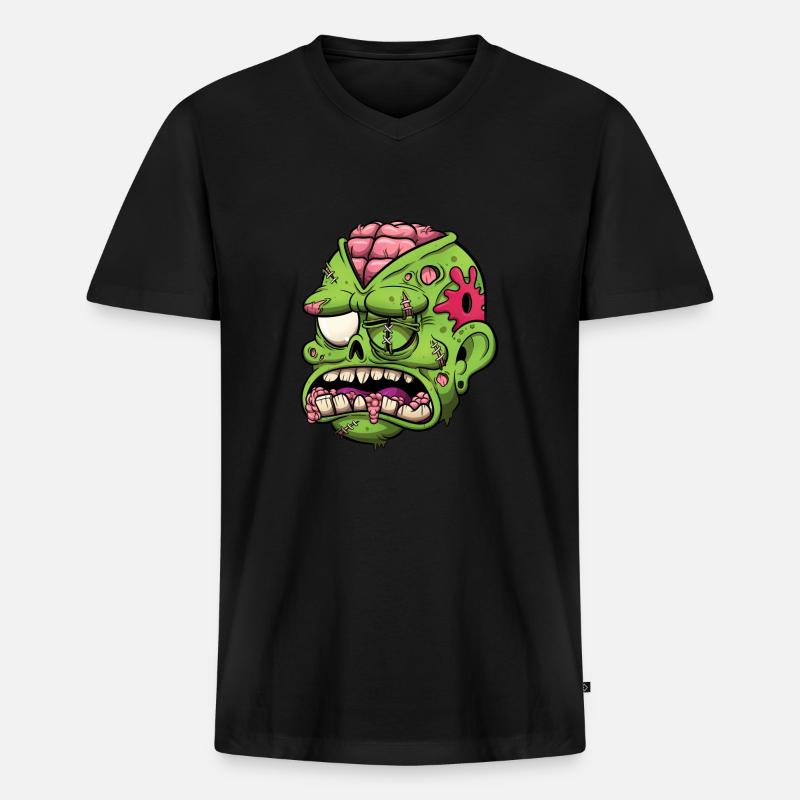 Verwundeter Zombiekopf - Männer Premium Bio T-Shirt mit V-Ausschnitt - Schwarz