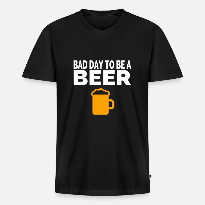 Bier - Männer Premium Bio T-Shirt mit V-Ausschnitt - Schwarz