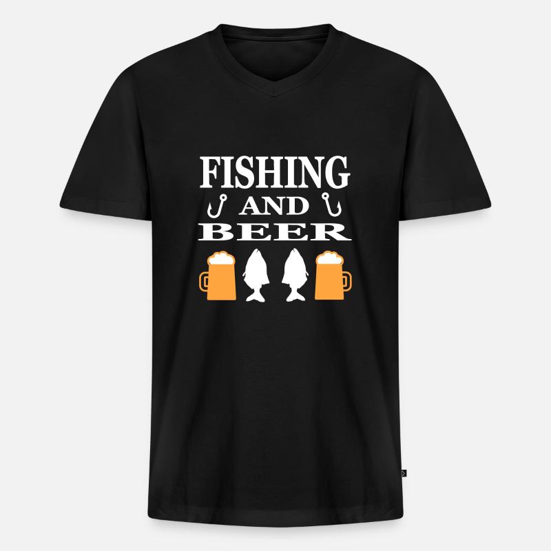 Angeln - Männer Premium Bio T-Shirt mit V-Ausschnitt - Schwarz