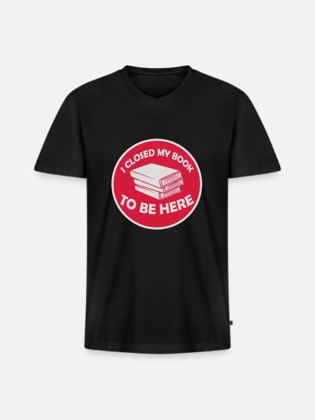 I closed my book - Men's Premium Organic T-shirt with V-neck - black
