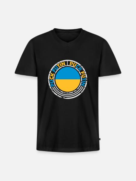 puck futin logo design - Men's Premium Organic T-shirt with V-neck - black