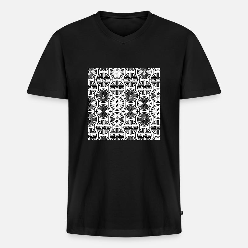 Chinesisches Muster - Männer Premium Bio T-Shirt mit V-Ausschnitt - Schwarz