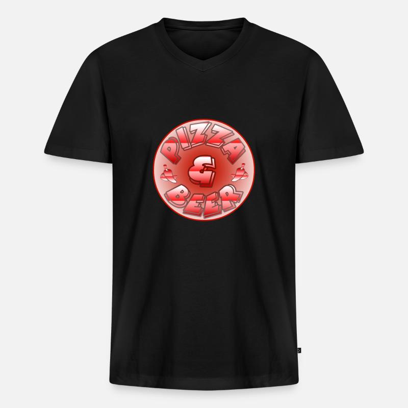 Pizza - Männer Premium Bio T-Shirt mit V-Ausschnitt - Schwarz