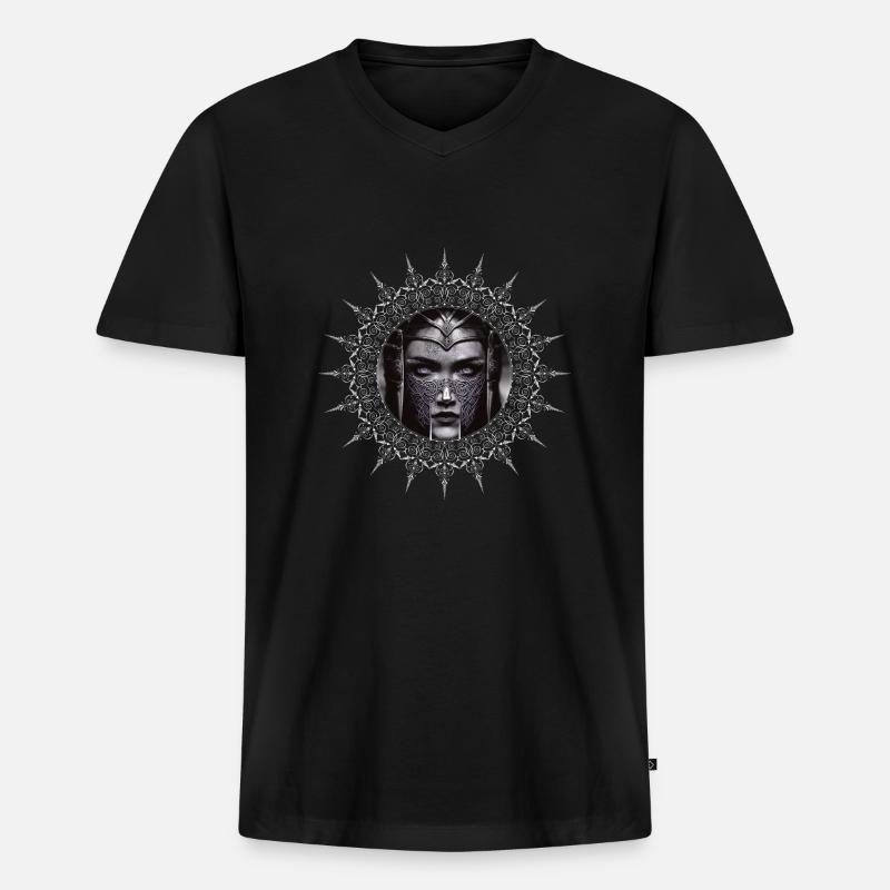 Schildmaid Wikinger Kriegerin Mittelalter Freya - Männer Premium Bio T-Shirt mit V-Ausschnitt - Schwarz