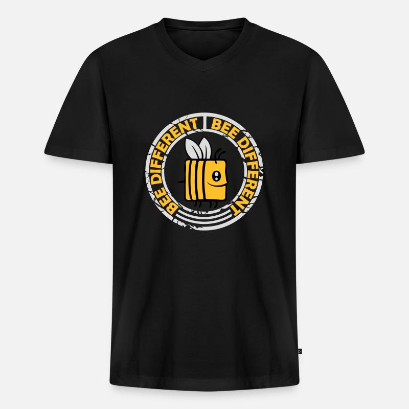 bee different Spruch Zitat - Männer Premium Bio T-Shirt mit V-Ausschnitt - Schwarz