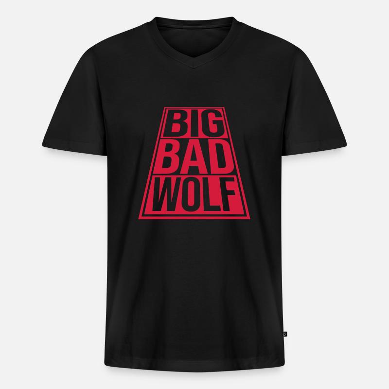big bad wolf Zitat - Männer Premium Bio T-Shirt mit V-Ausschnitt - Schwarz