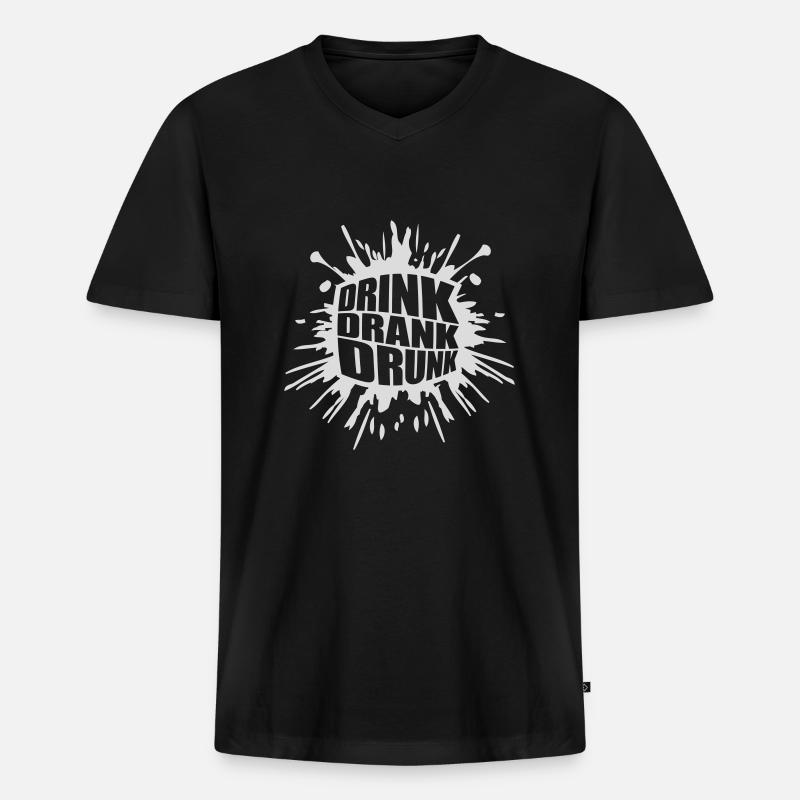 drink drank drunk Zitat - Männer Premium Bio T-Shirt mit V-Ausschnitt - Schwarz