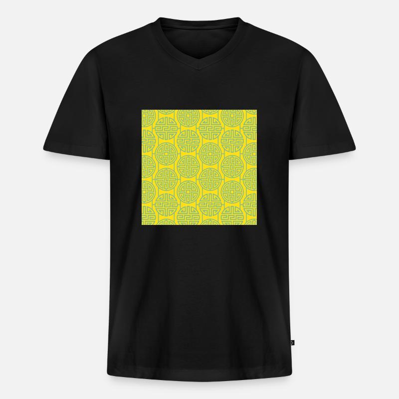 Chinesisches Muster - Männer Premium Bio T-Shirt mit V-Ausschnitt - Schwarz