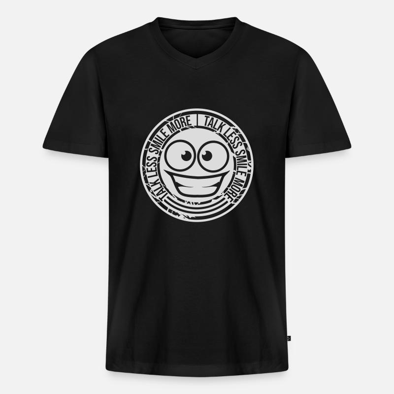 talk less smile more - Männer Premium Bio T-Shirt mit V-Ausschnitt - Schwarz