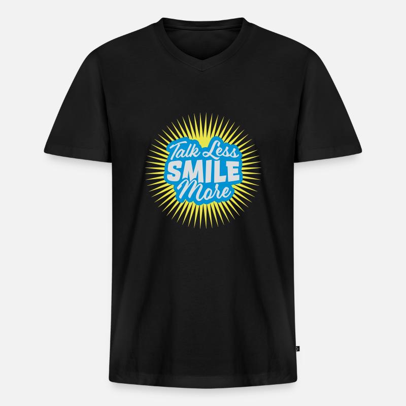 talk less smile more - Männer Premium Bio T-Shirt mit V-Ausschnitt - Schwarz