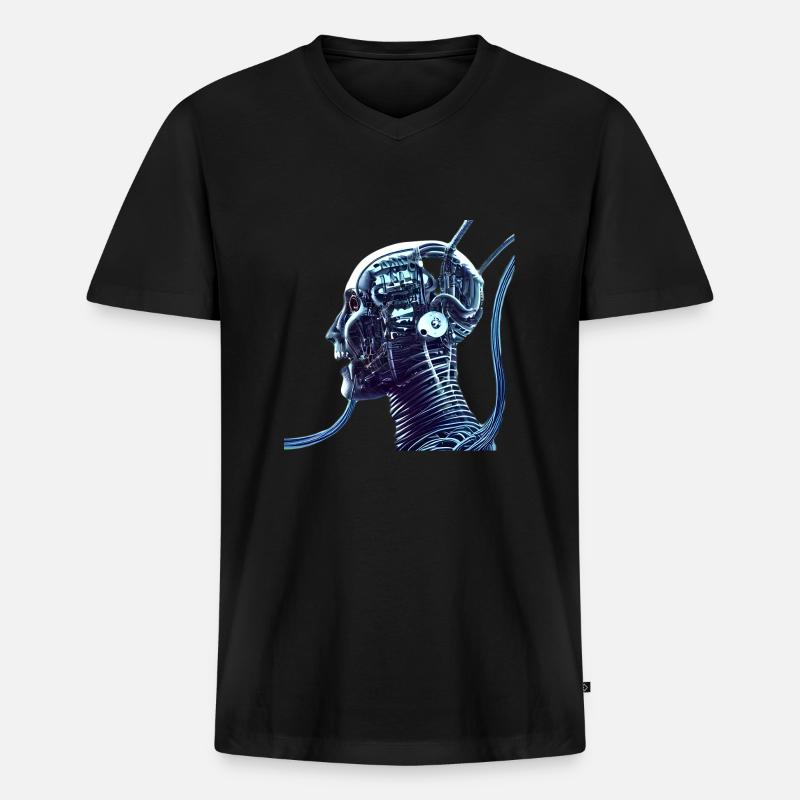 The Singularity Is Coming - Männer Premium Bio T-Shirt mit V-Ausschnitt - Schwarz