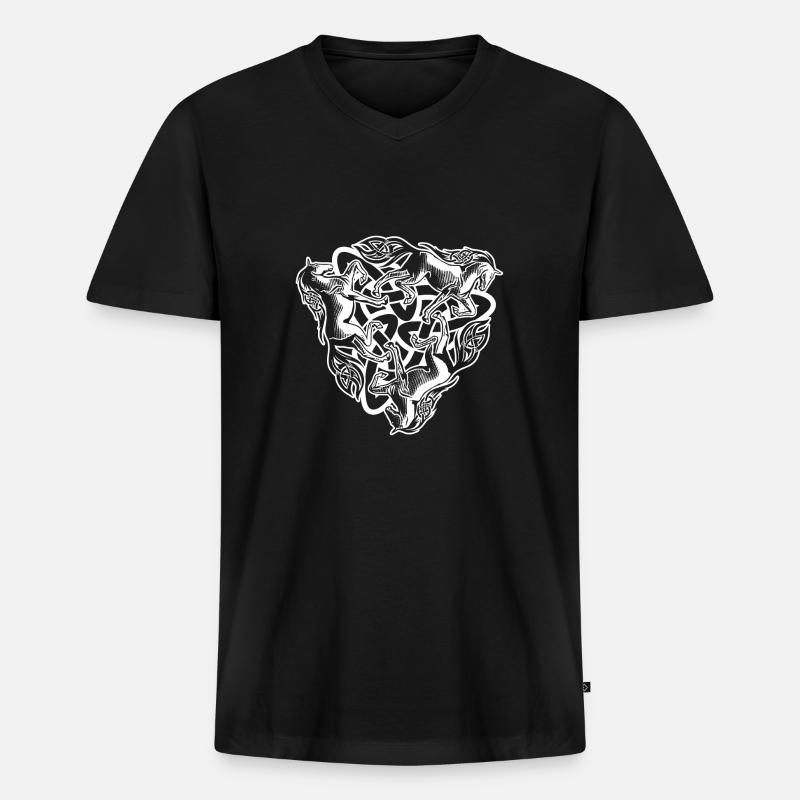 Keltische Pferde - Männer Premium Bio T-Shirt mit V-Ausschnitt - Schwarz
