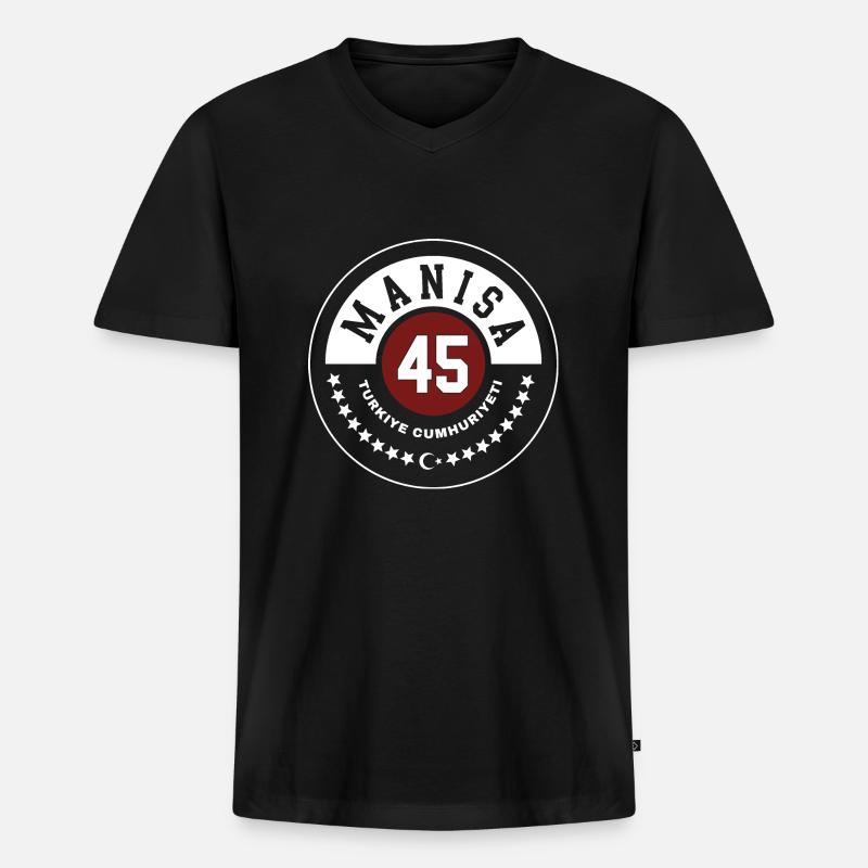 Manisa - Männer Premium Bio T-Shirt mit V-Ausschnitt - Schwarz