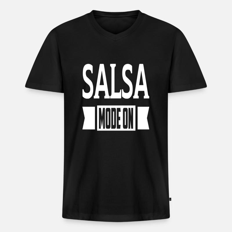 Salsa Mode On - Männer Premium Bio T-Shirt mit V-Ausschnitt - Schwarz
