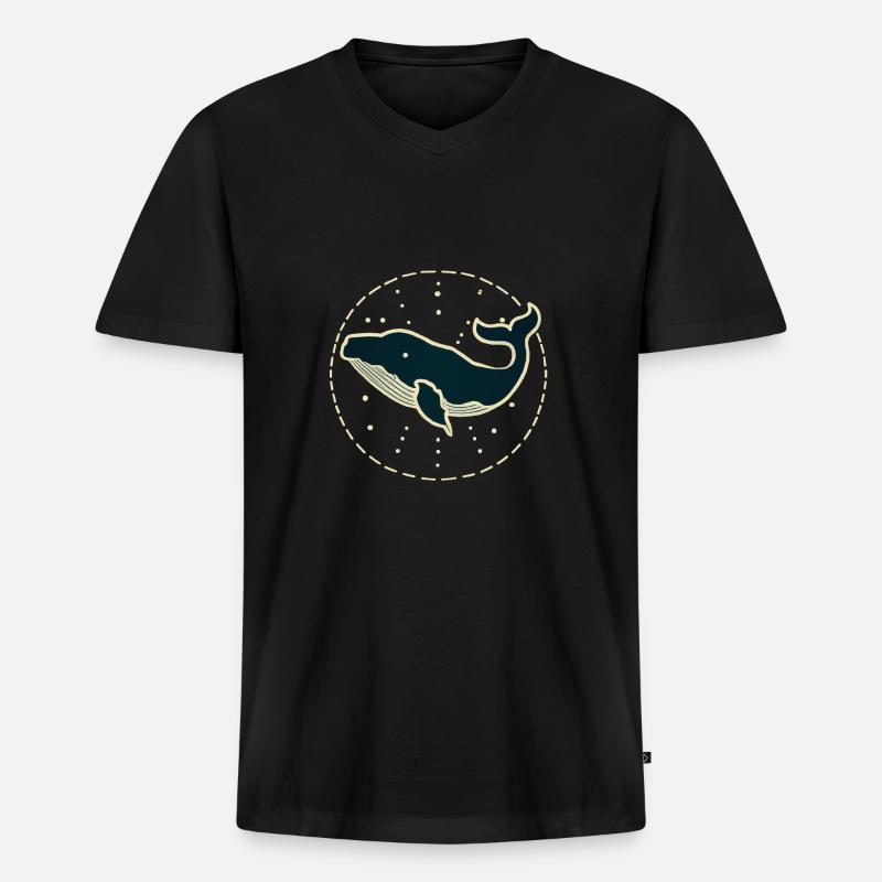 Blauwal - Männer Premium Bio T-Shirt mit V-Ausschnitt - Schwarz
