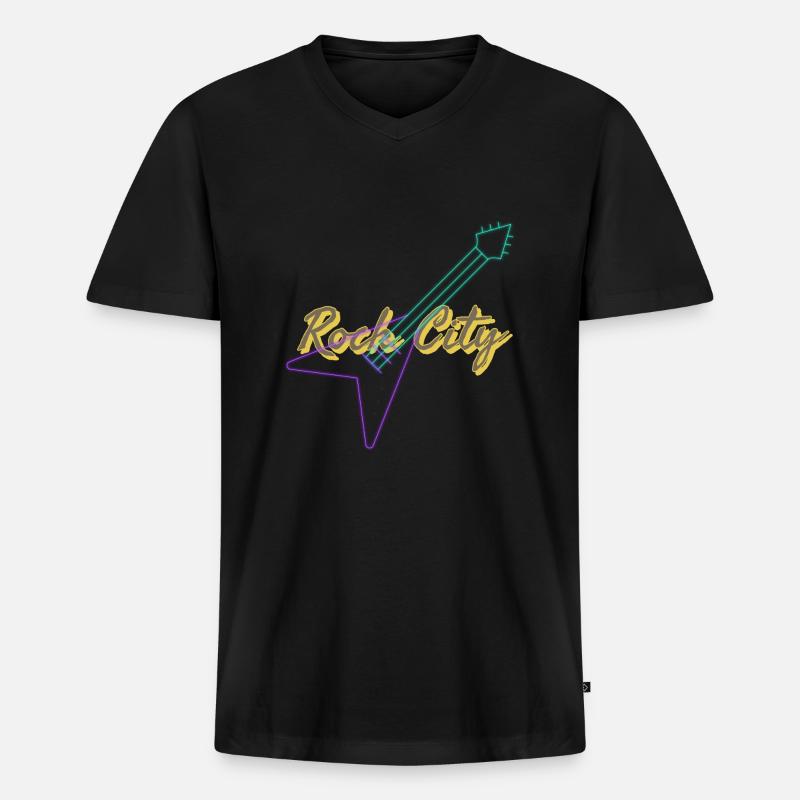 Rock’n’Roll - Männer Premium Bio T-Shirt mit V-Ausschnitt - Schwarz