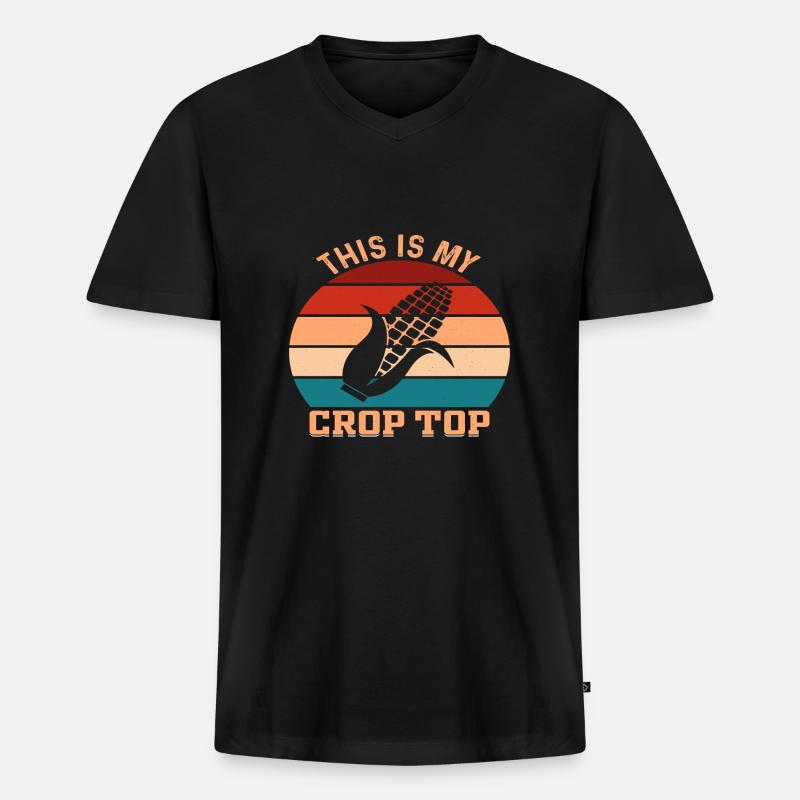 This is my Crop Top - Männer Premium Bio T-Shirt mit V-Ausschnitt - Schwarz