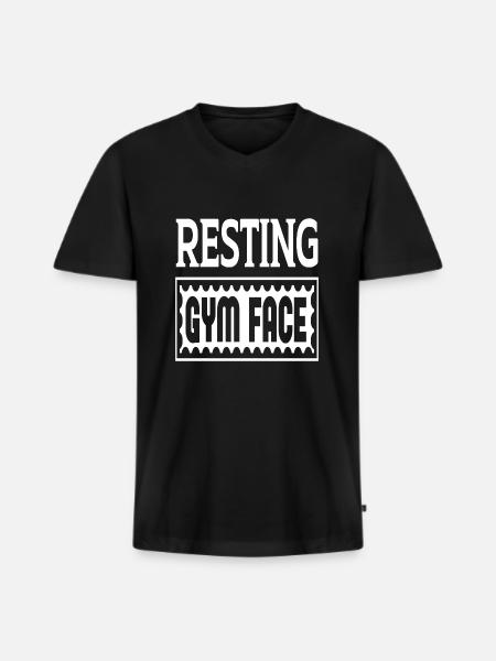 Resting Gym Face - Men's Premium Organic T-shirt with V-neck - black